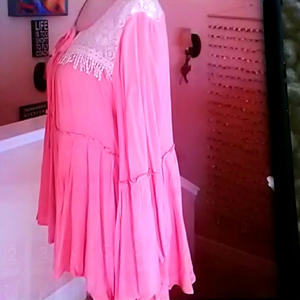 NWT Umgee Romantic blush pink peasent blouse